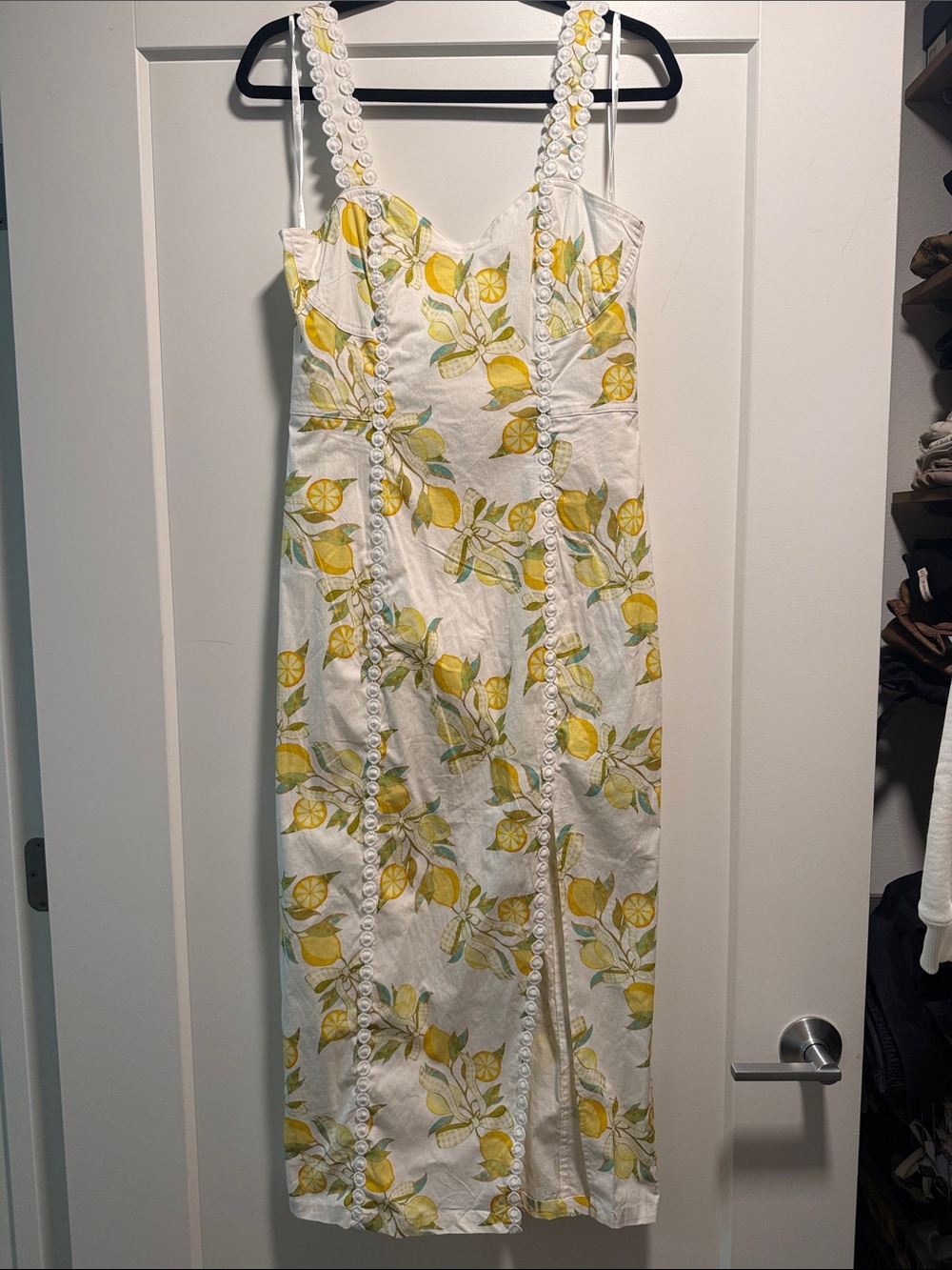 Avec Les Filles White Midi Dress with Yellow Lemon Print - Picture 4 of 6